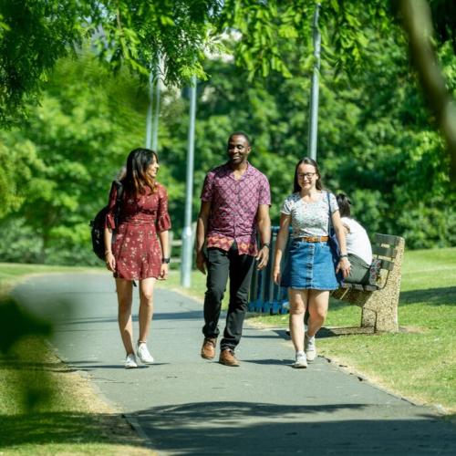 Students walking on campus
